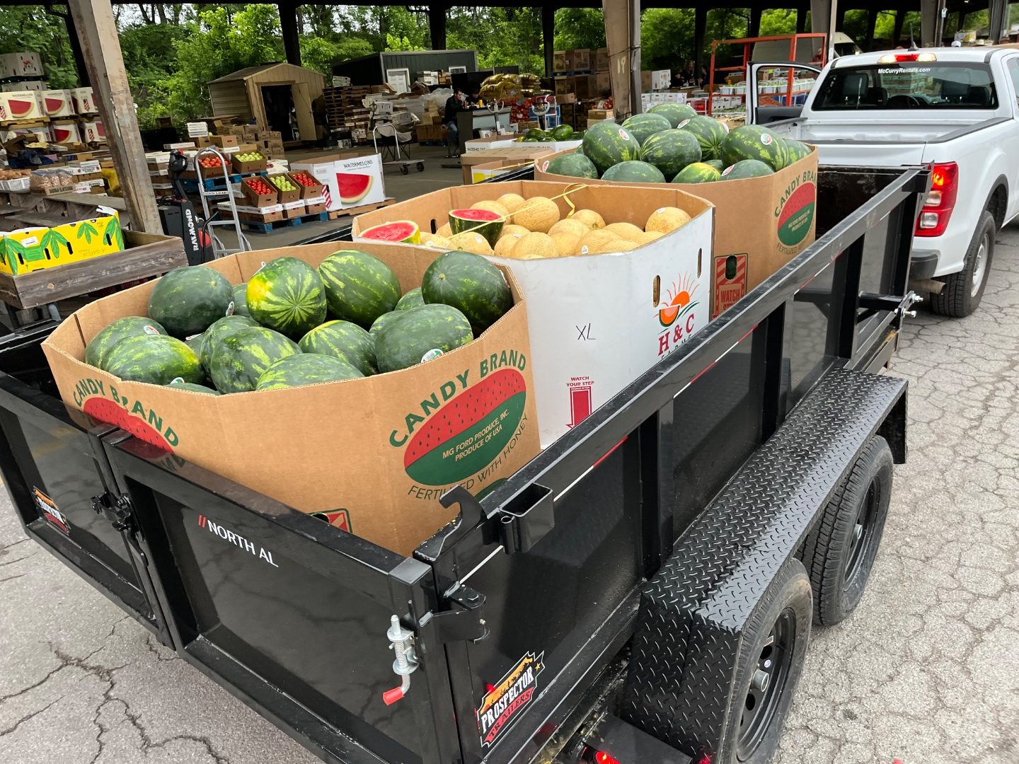Watermelons and cantaloupes loaded fresh at the wholesale market