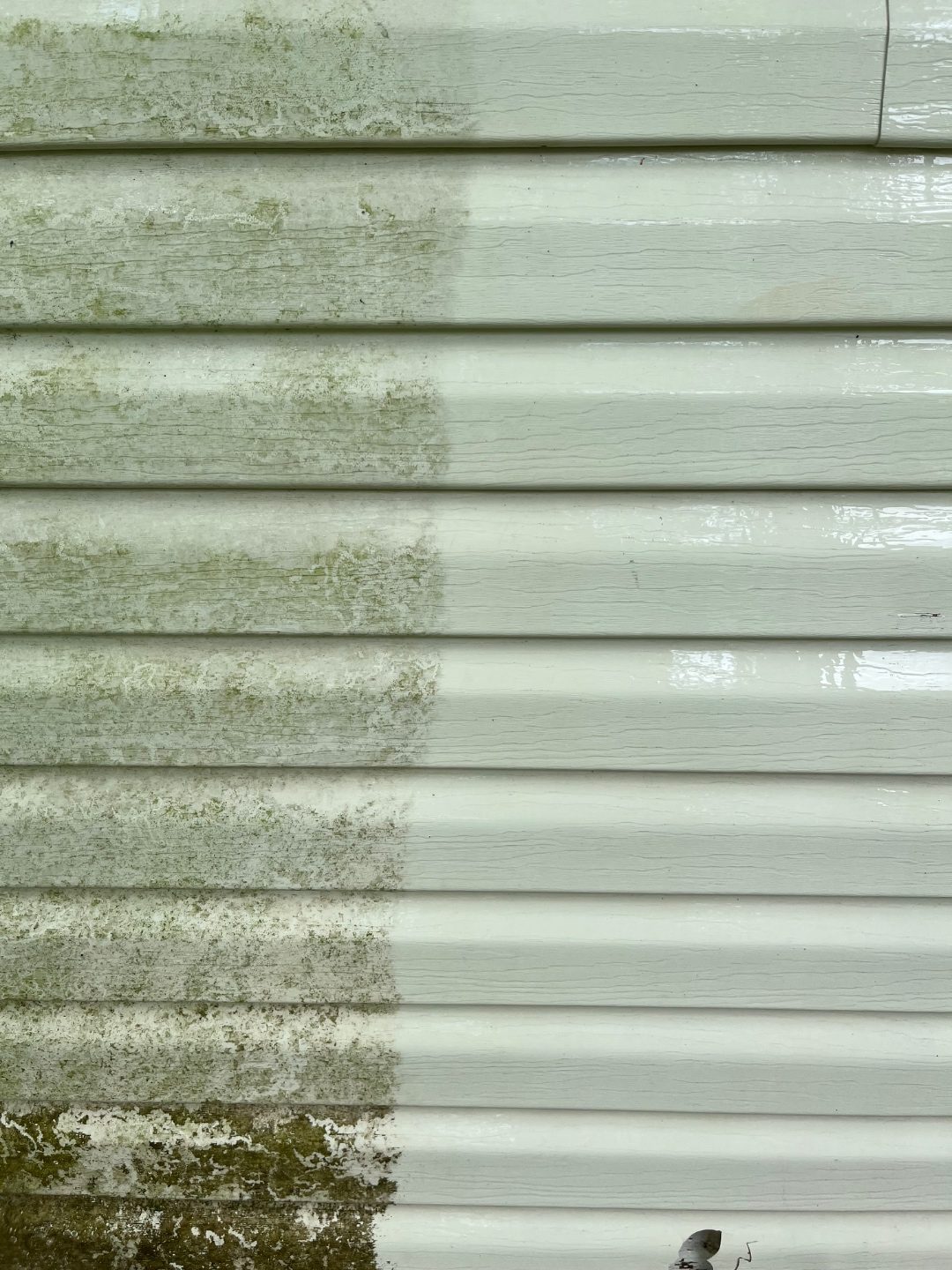 Clean garage siding after pressure washing